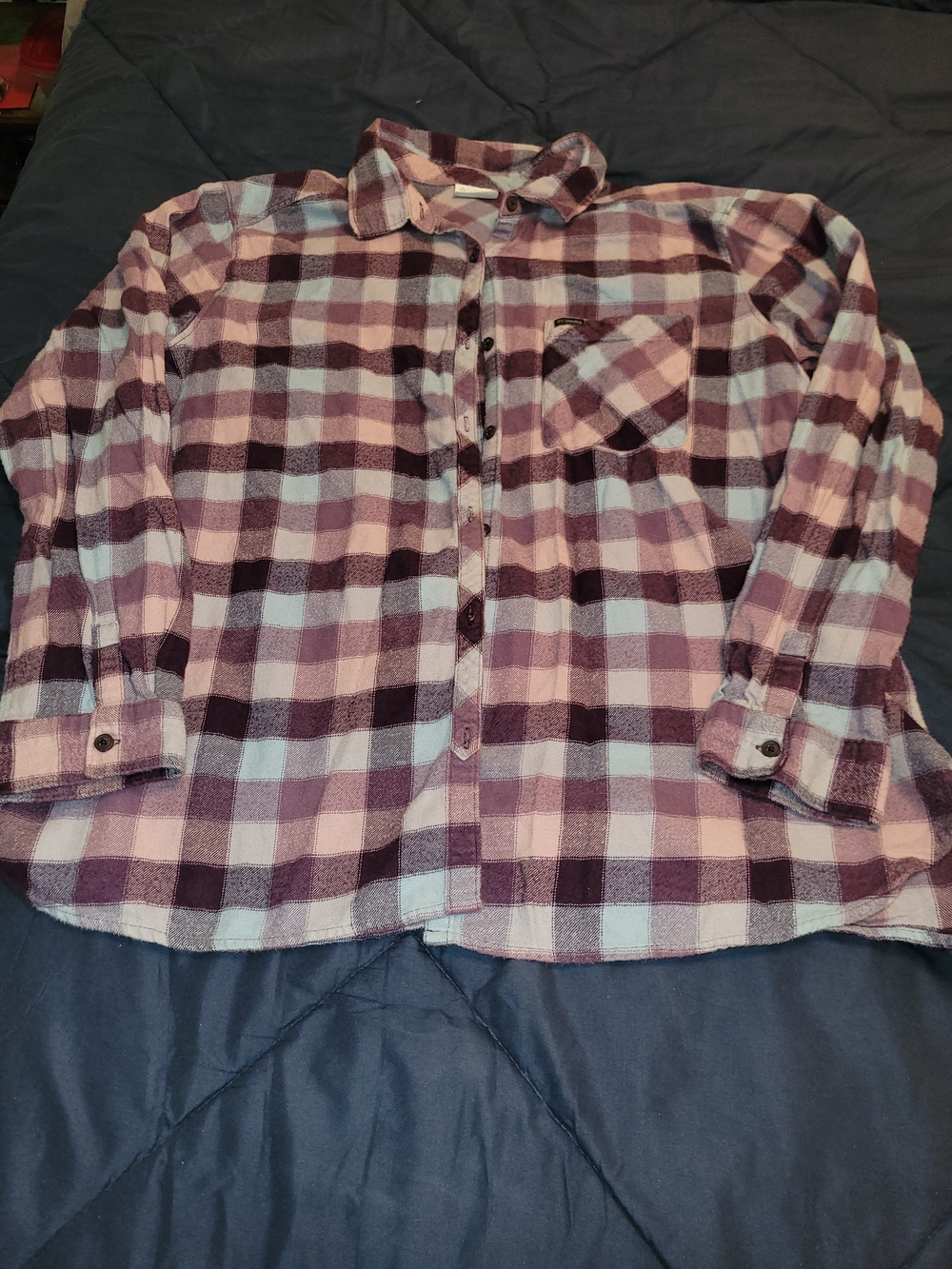 Womens Columbia Plaid Flannel Shirt - Purple
